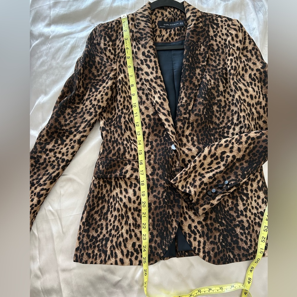 Zara Leopard Cheetah Print Blazer Made in Spain Vintage - Picture 3 of 6